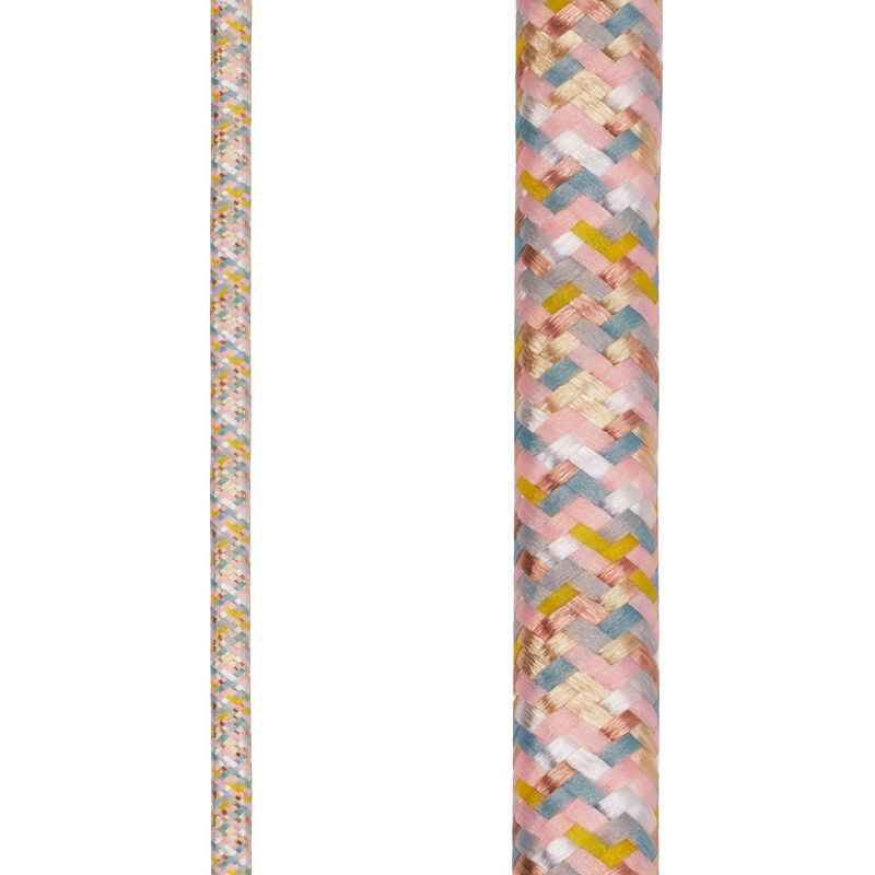 slide 5 of 10, Globe Electric 9' Fabric Extension Cord with 3 Polarized Outlets, Metallic: Indoor Flat Electrical Cord, 9ft, 16 AWG, 9 ft