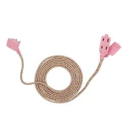 Globe Electric 9' Fabric Extension Cord with 3 Polarized Outlets, Metallic: Indoor Flat Electrical Cord, 9ft, 16 AWG