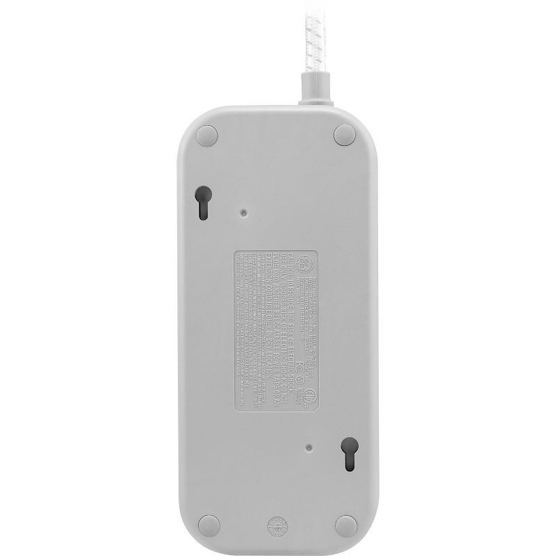 slide 4 of 14, General Electric GE 7-Outlet Surge Protector with USB 1470J 2 USB-A (2.4A) 4' Braided Cord White and Gray: Extension Cord, Outlet Extender, 1 ct