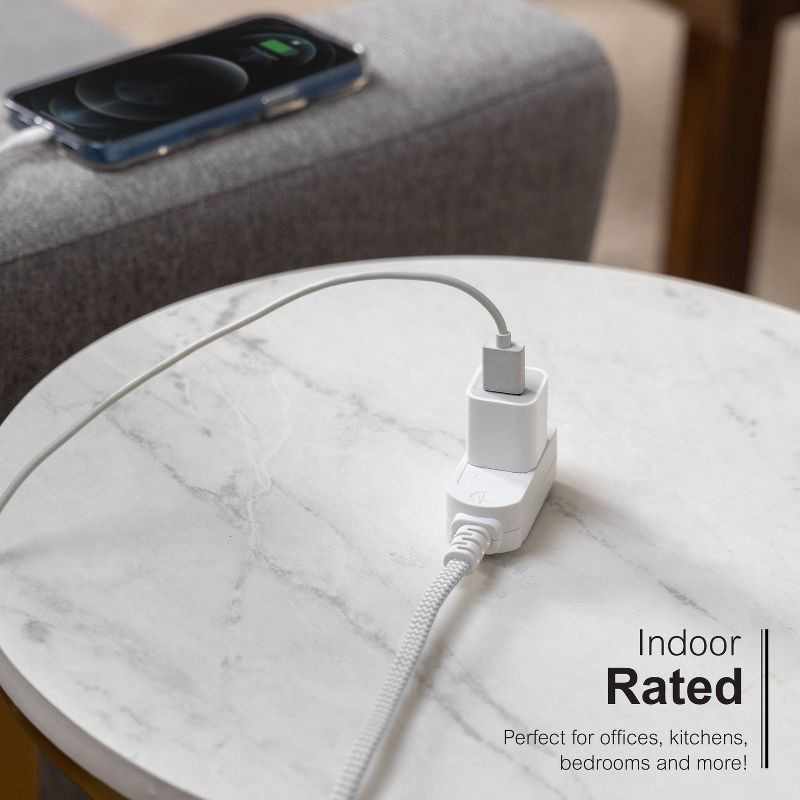 slide 5 of 6, General Electric GE 3-Outlet Polarized Extension Cord 15' Braided White/Gray, 1 ct