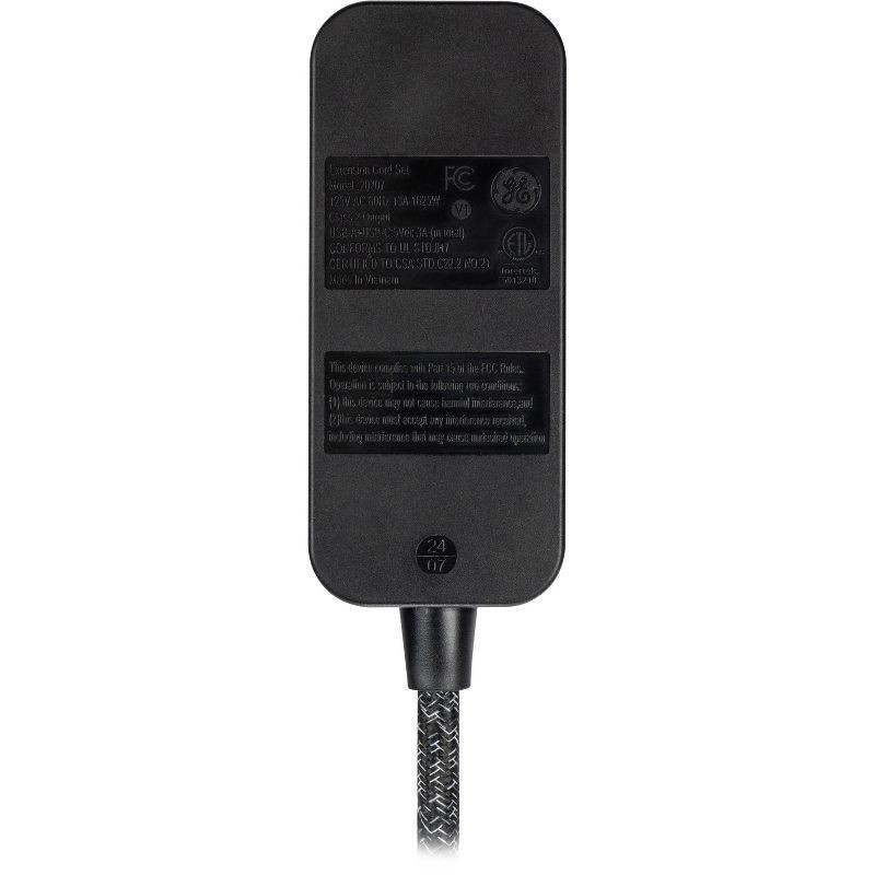 slide 4 of 13, General Electric GE 2-Outlet Extension Cord 2 USB-A 1 USB-C 12W 6' Braided Black: Lifetime Warranty, 1625W, 13A, 16 AWG, 6' Cord, 1 ct