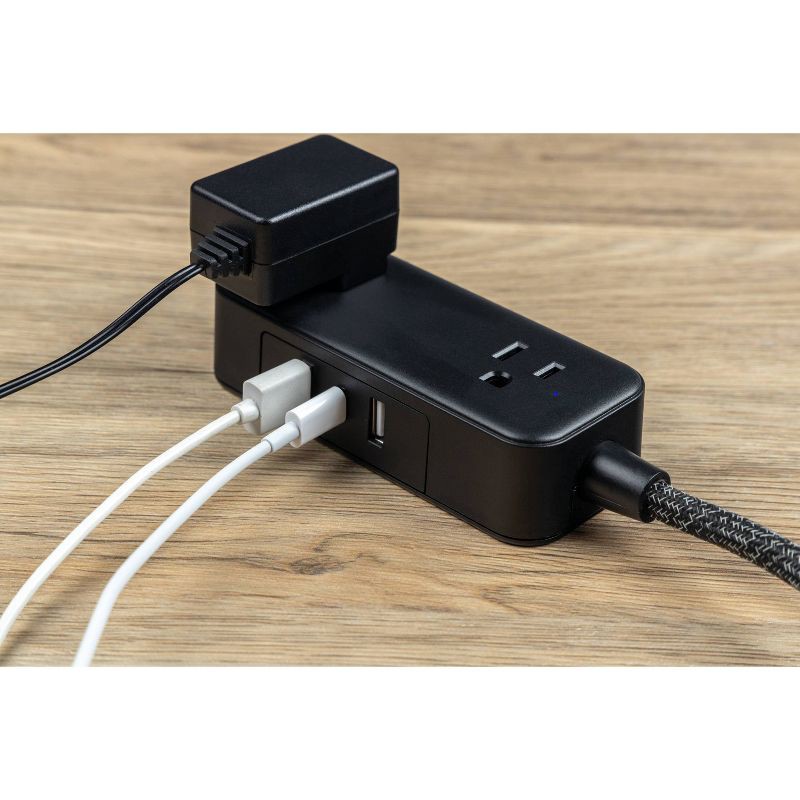 slide 6 of 13, General Electric GE 2-Outlet Extension Cord 2 USB-A 1 USB-C 12W 6' Braided Black: Lifetime Warranty, 1625W, 13A, 16 AWG, 6' Cord, 1 ct