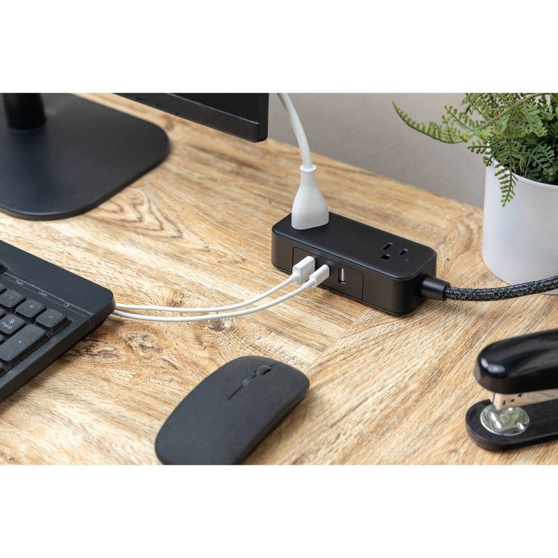 slide 7 of 13, General Electric GE 2-Outlet Extension Cord 2 USB-A 1 USB-C 12W 6' Braided Black: Lifetime Warranty, 1625W, 13A, 16 AWG, 6' Cord, 1 ct