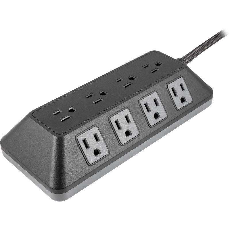 slide 2 of 16, General Electric GE 12-Outlet Surge Protector 3540J 8' Braided Cord Black/Gray: Extension Cord, Outlet Extender, Multiple Plug-in Outlets, 1 ct