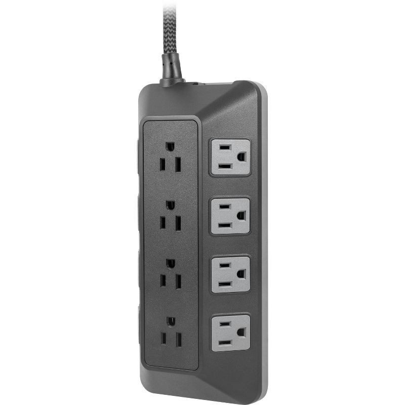 slide 3 of 16, General Electric GE 12-Outlet Surge Protector 3540J 8' Braided Cord Black/Gray: Extension Cord, Outlet Extender, Multiple Plug-in Outlets, 1 ct