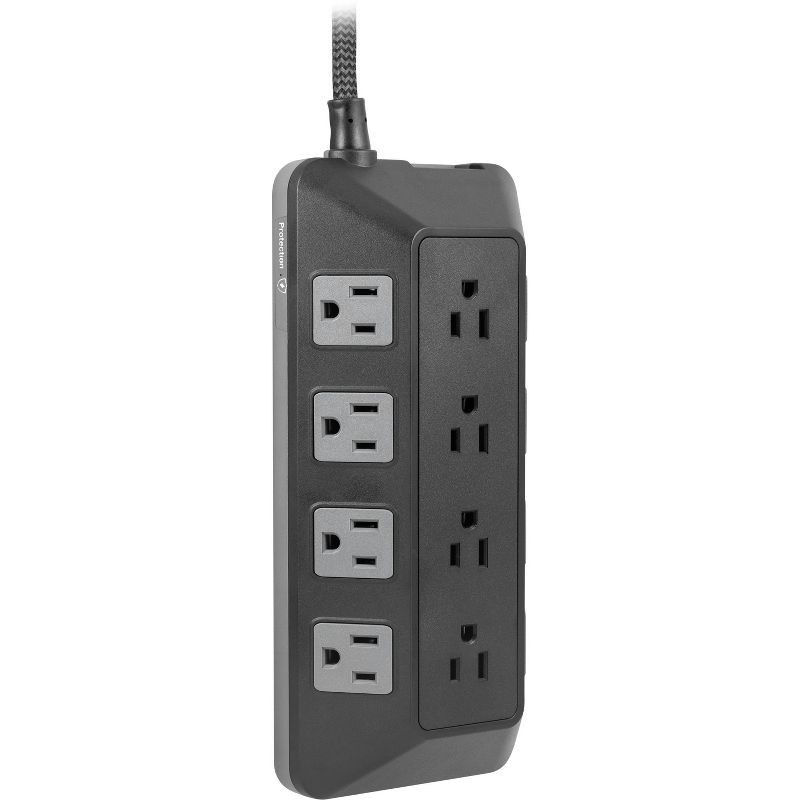 slide 4 of 16, General Electric GE 12-Outlet Surge Protector 3540J 8' Braided Cord Black/Gray: Extension Cord, Outlet Extender, Multiple Plug-in Outlets, 1 ct