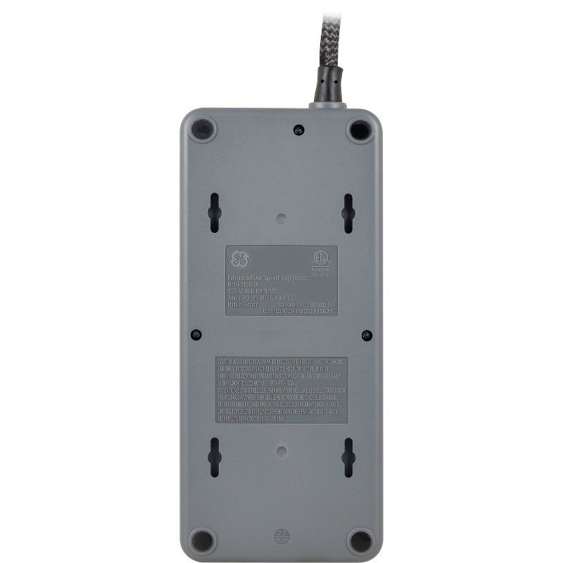 slide 5 of 16, General Electric GE 12-Outlet Surge Protector 3540J 8' Braided Cord Black/Gray: Extension Cord, Outlet Extender, Multiple Plug-in Outlets, 1 ct