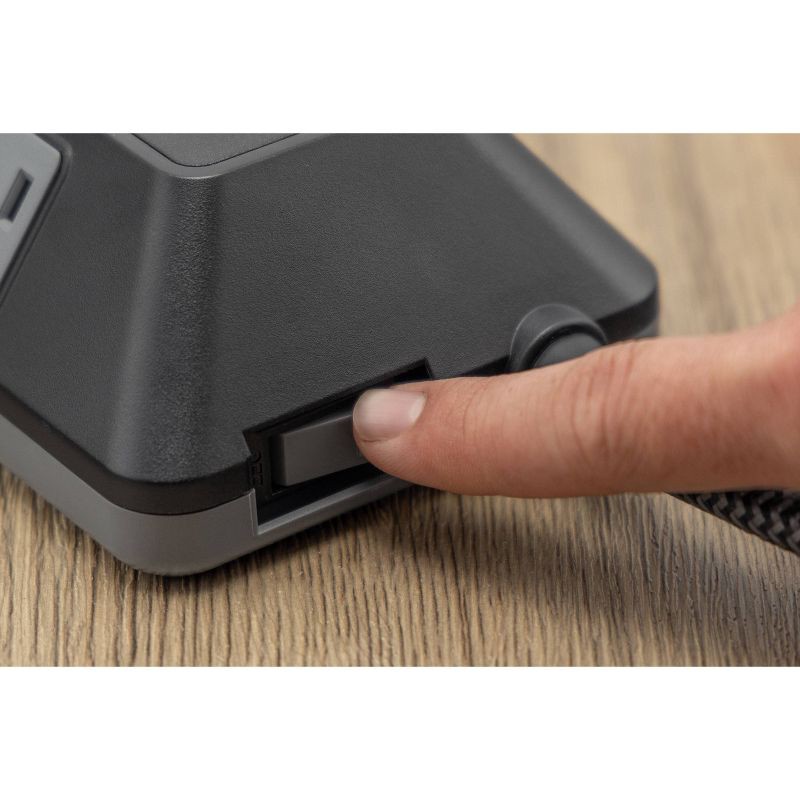 slide 11 of 16, General Electric GE 12-Outlet Surge Protector 3540J 8' Braided Cord Black/Gray: Extension Cord, Outlet Extender, Multiple Plug-in Outlets, 1 ct