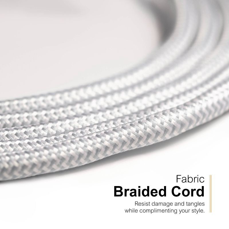 slide 7 of 8, General Electric GE 6-Outlet Surge Protector 1560J 10' Braided Cord White: Extension Cord & Outlet Extender, Lifetime Warranty, 1 ct