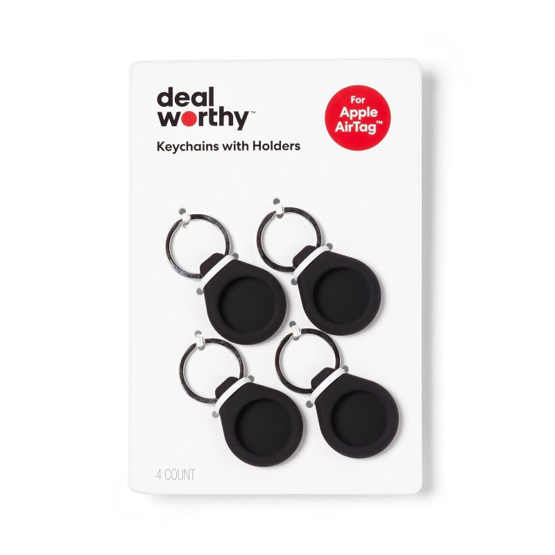 slide 1 of 3, AirTag Holder and Keyring - dealworthy™ 4pk Black, 4 ct