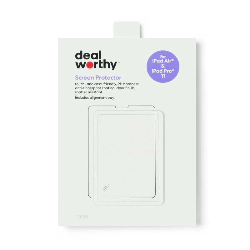 slide 1 of 4, Screen Protector for iPad Pro 11 (4th Gen) and Air (5th Gen/M2/M3) - dealworthy™, 1 ct