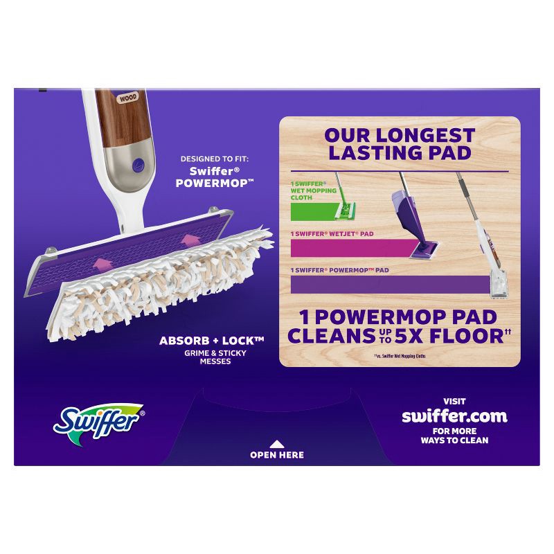 slide 10 of 10, Swiffer PowerMop Wood Mopping Pads - 8ct, 8 ct