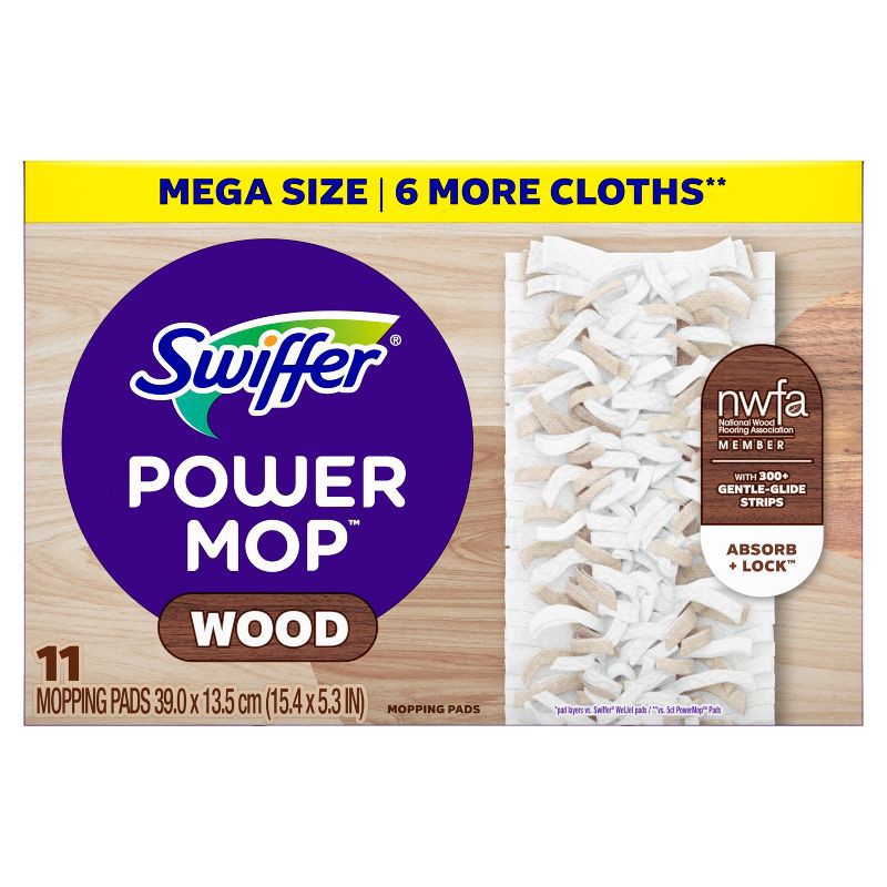 slide 9 of 12, Swiffer PowerMop Wood Mopping Pads - 8ct, 8 ct