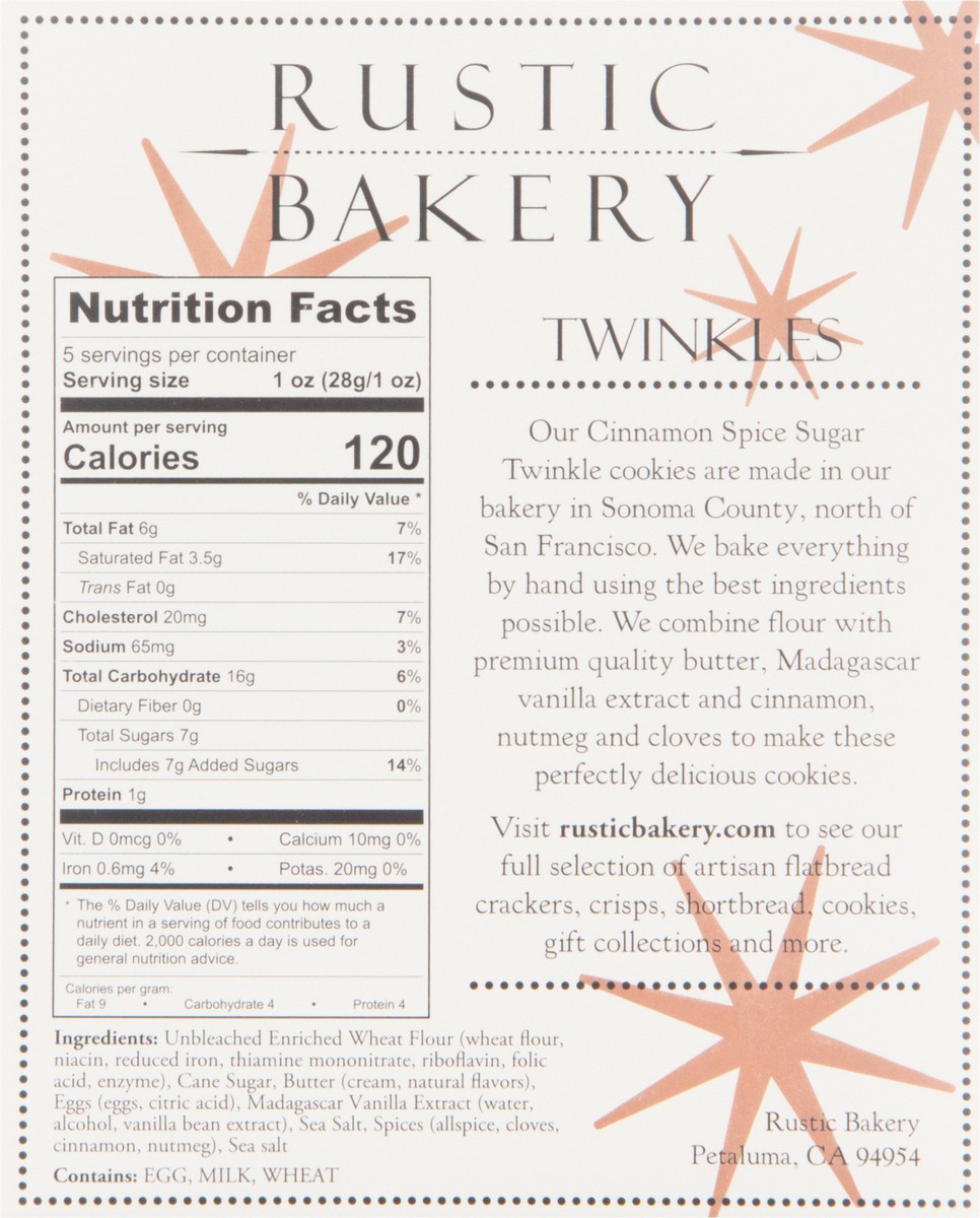 slide 6 of 14, Rustic Bakery Twinkles Cinnamon Spice Butter Cookies 5 oz, 5 oz