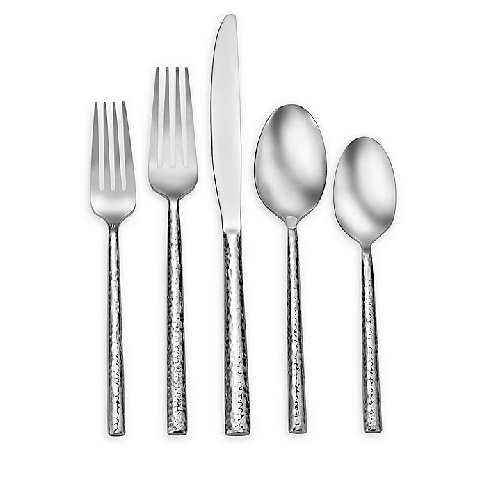 slide 1 of 1, Artisanal Kitchen Supply Theo Hammered Flatware Set, 45 ct