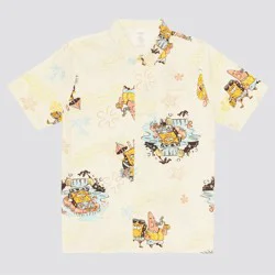 Men's SpongeBob SquarePants Button-Down Shirt - Off-White M
