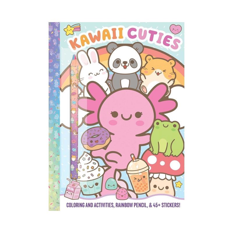 slide 1 of 5, Silver Dolphin Kawaii Cuties: Coloring Book with Rainbow Pencil - by Delaney Foerster (Paperback), 1 ct