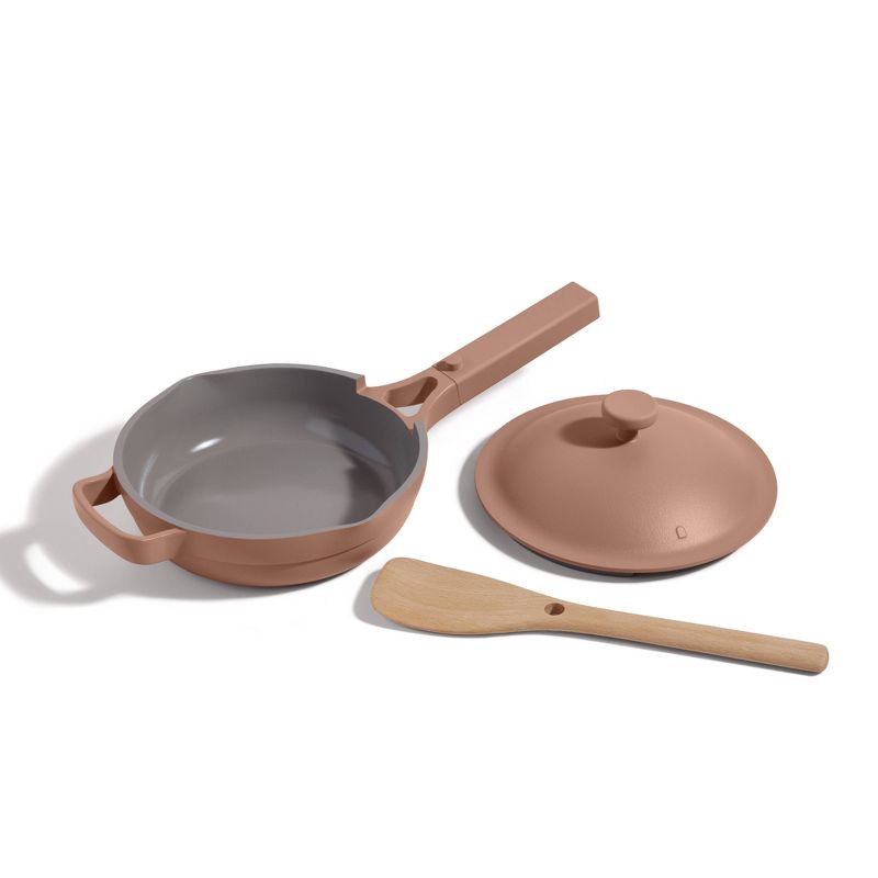 slide 1 of 5, Our Place 8.5" Ceramic Nonstick Mini Always Pan Spice: Ergonomic Handle, Stainless Steel, Even-Heating, Includes Spatula, 1 ct