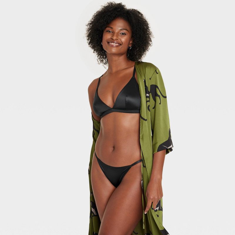 slide 3 of 5, Women's Satin Cheeky Underwear - Auden™ Black XS: Nylon & Spandex Blend, Low Rise, Solid Pattern, Machine Washable, 1 ct