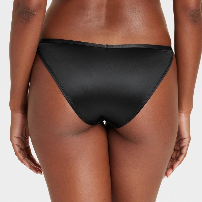 slide 2 of 5, Women's Satin Cheeky Underwear - Auden™ Black M: Nylon Spandex Lingerie, Low Rise, Cotton Gusset, 1 ct