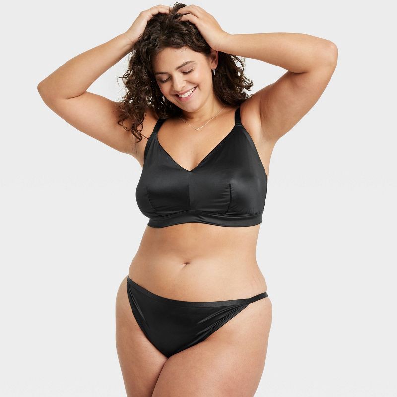 slide 3 of 3, Women's Satin Cheeky Underwear - Auden™ Black XXL: Low Rise, Cotton Gusset, Midweight Fabric, 1 ct