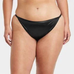 Women's Satin Cheeky Underwear - Auden™ Black XXL: Low Rise, Cotton Gusset, Midweight Fabric