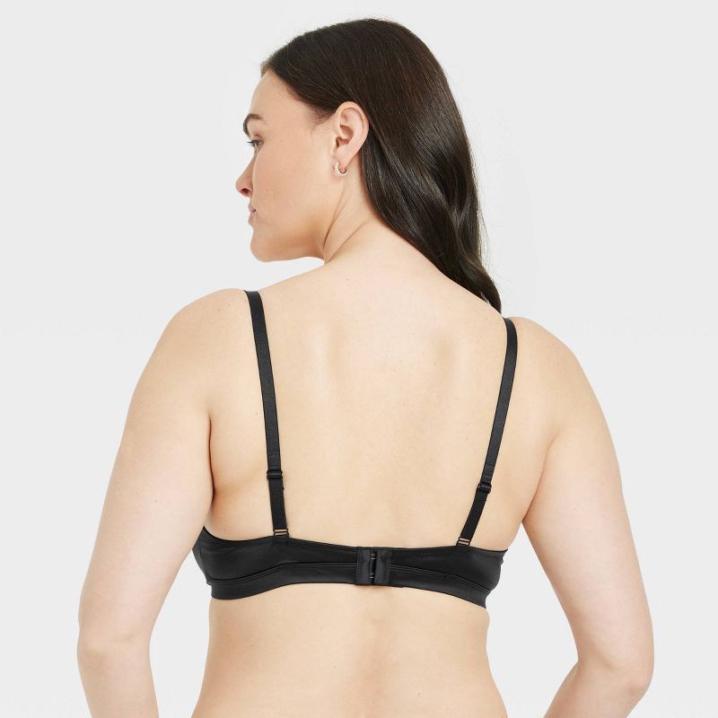 slide 5 of 5, Women's Satin Unlined Triangle Bralette - Auden™ Black M: Light Support, Adjustable Strap, V Neck, Hand Wash, 1 ct