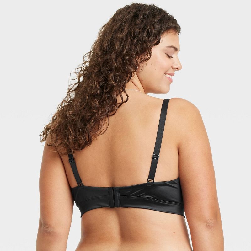 slide 2 of 4, Women's Satin Unlined Triangle Bralette - Auden™ Black XXL: Adjustable Strap, Wireless, Hand Wash, Plus Size Lingerie, 1 ct