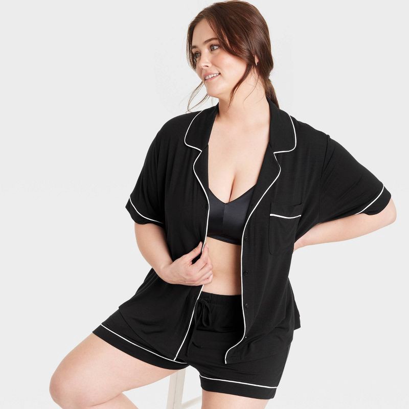 slide 4 of 4, Women's Satin Unlined Triangle Bralette - Auden™ Black XXL: Adjustable Strap, Wireless, Hand Wash, Plus Size Lingerie, 1 ct