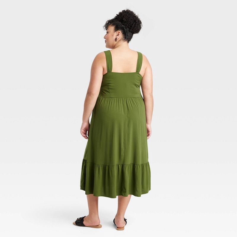 slide 2 of 3, Women's Tiered Midi Tank Dress - Ava & Viv™ Green XXL, 1 ct