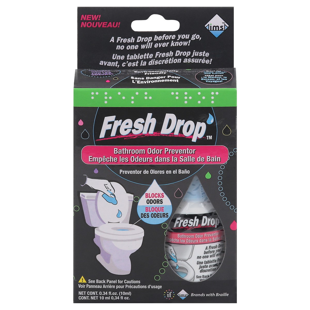 slide 1 of 9, Fresh Drop Bathroom Odor Preventor 0.34 fl oz, 0.34 fl oz