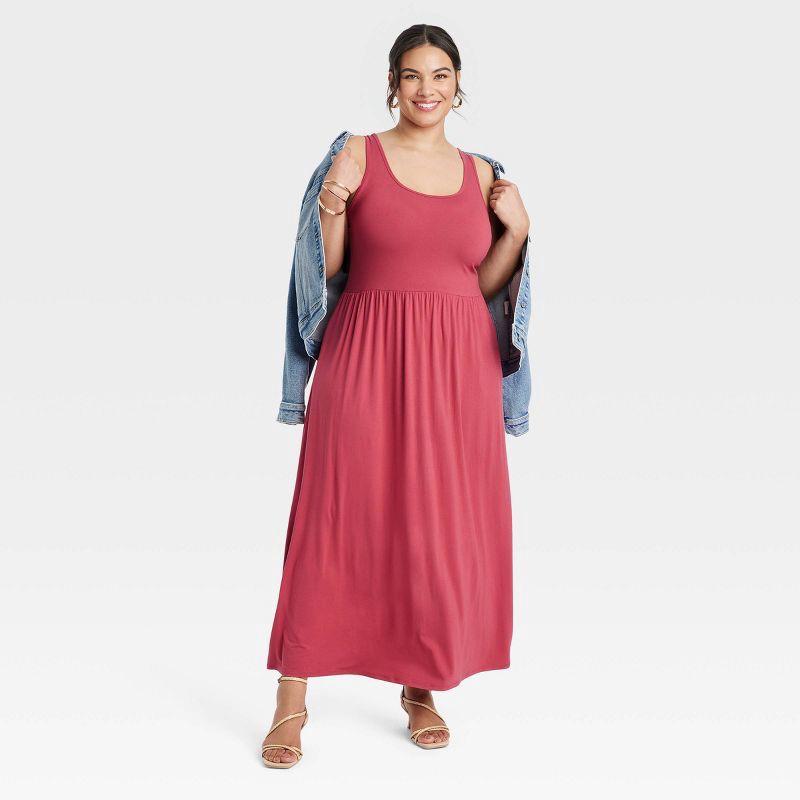 slide 3 of 3, Women's Knit Maxi A-Line Dress - Ava & Viv™ Pink XXL, 1 ct