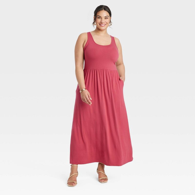 slide 1 of 3, Women's Knit Maxi A-Line Dress - Ava & Viv™ Pink XXL, 1 ct