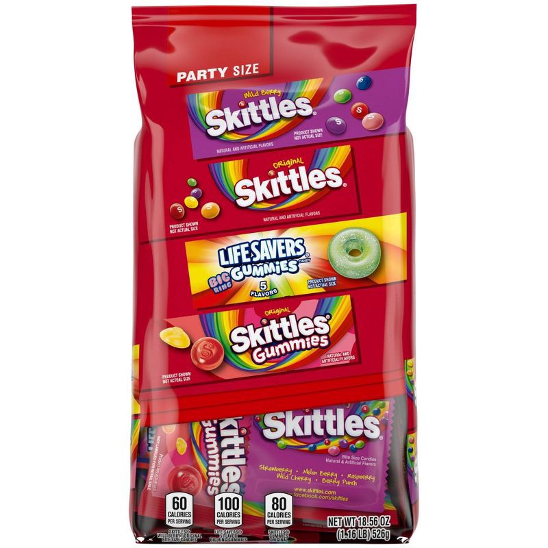 slide 2 of 11, Mars Skittles, Skittles Gummies & Life Savers Gummies Candy Variety Bag Party Size - 18.56oz, 18.56 oz