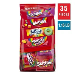 Mars Skittles, Skittles Gummies & Life Savers Gummies Candy Variety Bag Party Size - 18.56oz