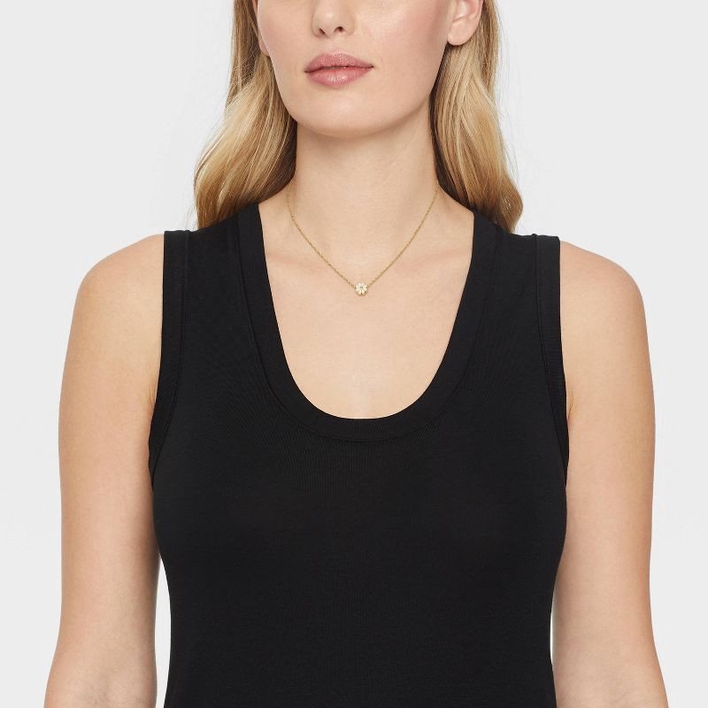 slide 3 of 11, Tiny Tags 14K Gold Ion Plated with White Enamel Daisy Necklace - Gold, 1 ct