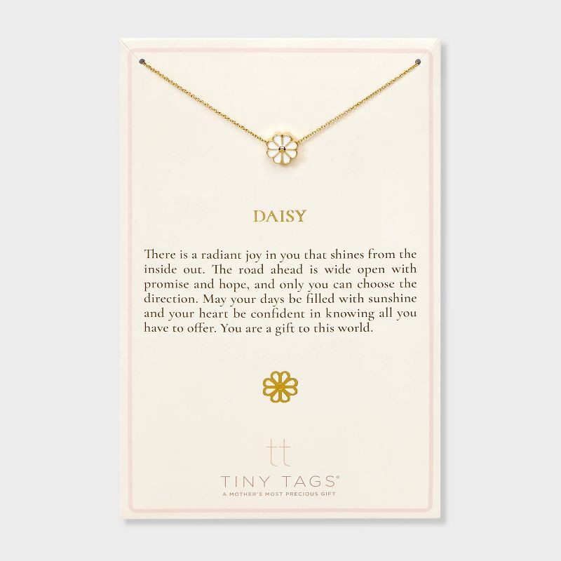 slide 4 of 11, Tiny Tags 14K Gold Ion Plated with White Enamel Daisy Necklace - Gold, 1 ct