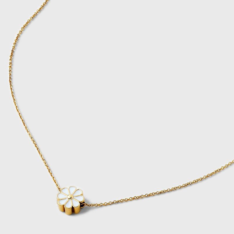 slide 6 of 11, Tiny Tags 14K Gold Ion Plated with White Enamel Daisy Necklace - Gold, 1 ct