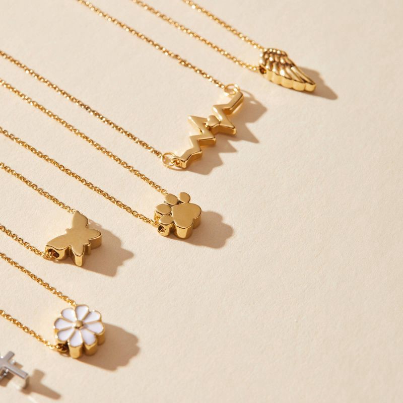 slide 8 of 11, Tiny Tags 14K Gold Ion Plated with White Enamel Daisy Necklace - Gold, 1 ct