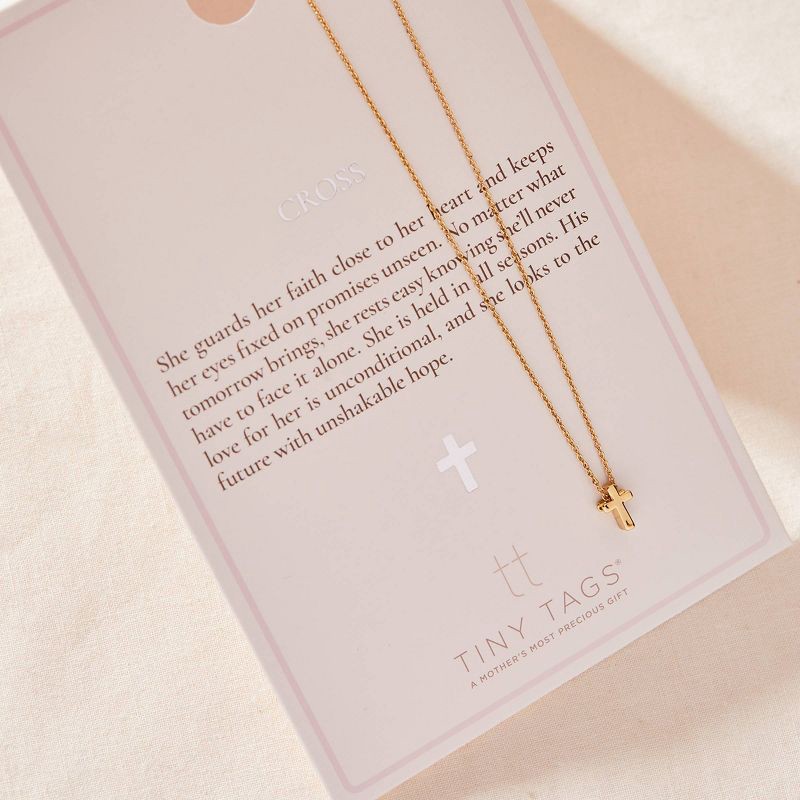 slide 7 of 11, Tiny Tags 14K Gold Ion Plated Cross Chain Necklace - Gold, 1 ct