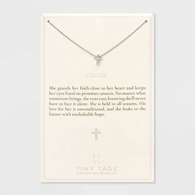slide 4 of 10, Tiny Tags 14K Silver Plated Cross Chain Necklace - Silver, 1 ct