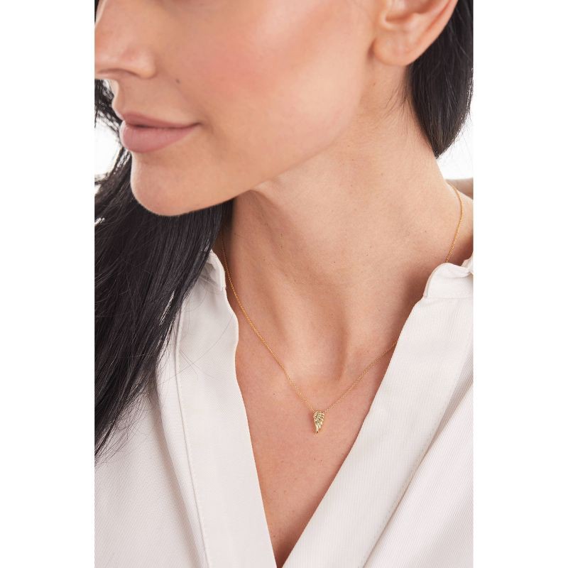 slide 2 of 7, Tiny Tags 14K Gold Ion Plated Angel Wing Chain Necklace - Gold, 1 ct