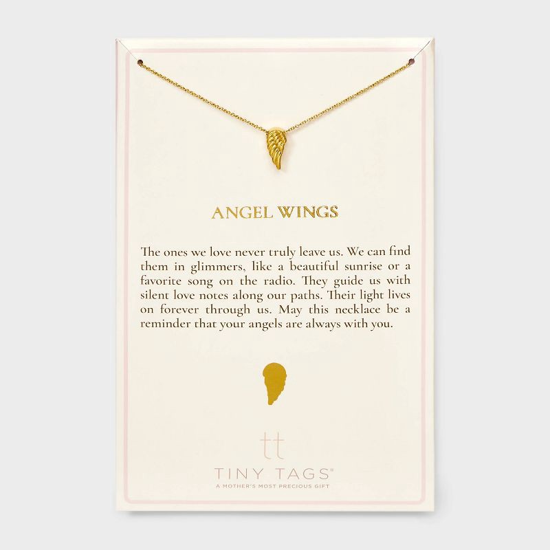 slide 4 of 7, Tiny Tags 14K Gold Ion Plated Angel Wing Chain Necklace - Gold, 1 ct