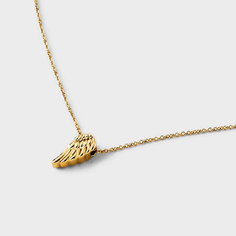 slide 6 of 7, Tiny Tags 14K Gold Ion Plated Angel Wing Chain Necklace - Gold, 1 ct