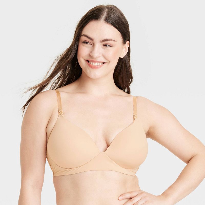slide 4 of 5, Women's Wirefree Absorbent Nursing Bra - Auden™ Soft Beige 34B: Molded Wireless Cups, Adjustable Convertible Straps, 1 ct