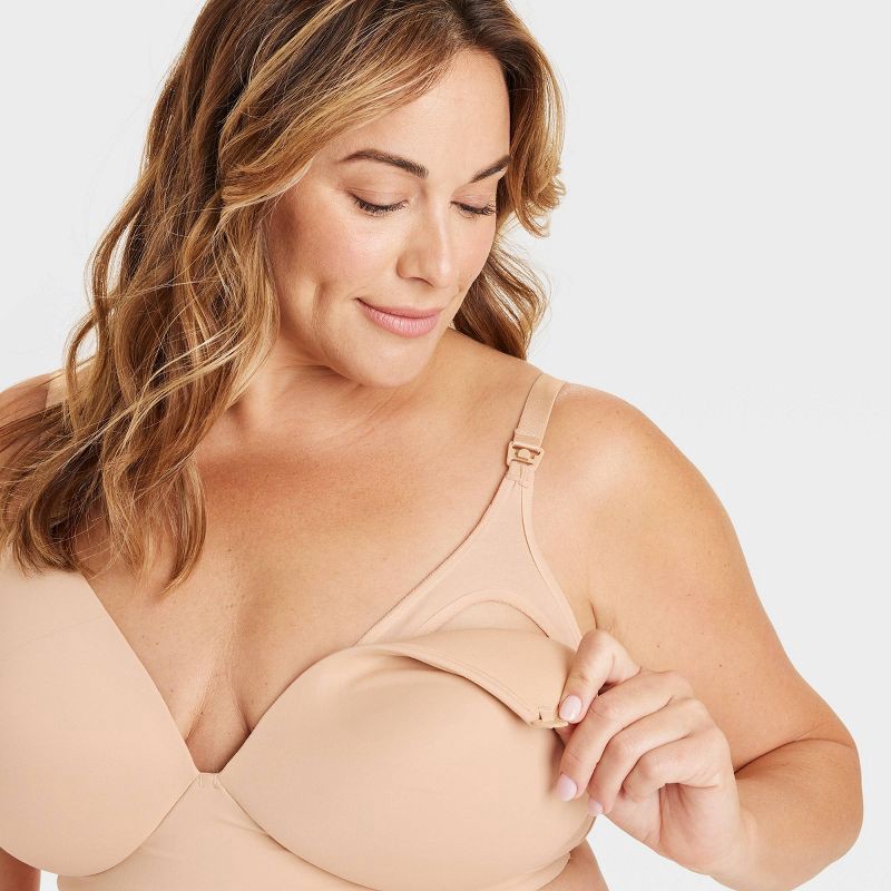 slide 3 of 5, Women's Wirefree Absorbent Nursing Bra - Auden™ Soft Beige 32D: Adjustable, Convertible Straps, 1 ct