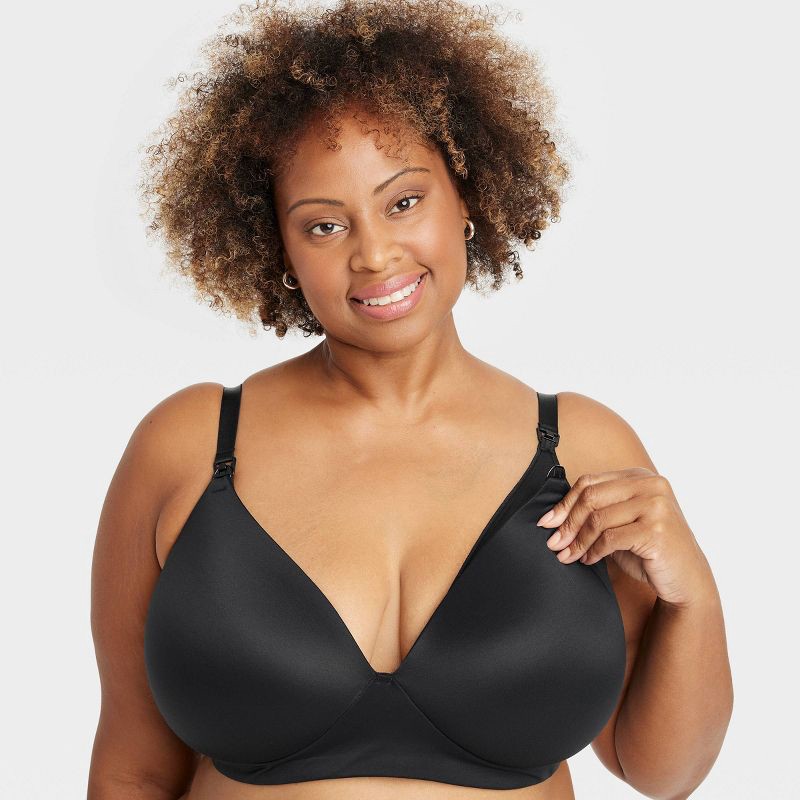 slide 6 of 6, Women's Wirefree Absorbent Nursing Bra - Auden™ Black 40D: Molded Cup, Adjustable Convertible Straps, 1 ct