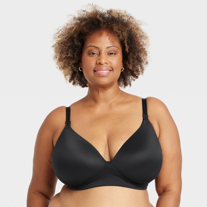 slide 1 of 6, Women's Wirefree Absorbent Nursing Bra - Auden™ Black 36DDD: Adjustable, Convertible Straps, Molded Cup, 1 ct
