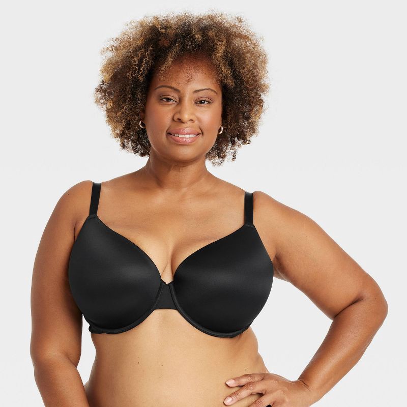 slide 1 of 3, Women's Demi Lightly Lined T-Shirt Bra - Auden™ Black 42C: Molded Cup, Underwire, Adjustable Strap, 1 ct