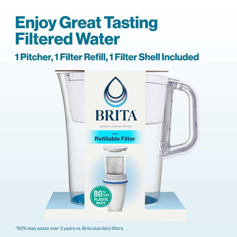 slide 6 of 12, Brita Water Filter 10-Cup Tahoe Water Pitcher Dispenser with Refillable Water Filter - White: BPA-Free, Filters Chlorine & Lead, 1 ct